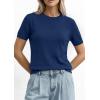 imagePRETTYGARDEN Womens Short Sleeve Sweaters 2026 Spring Crew Neck Knit Work Shirts Business Casual Tops Summer Fashion ClothesNavy Blue