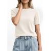 imagePRETTYGARDEN Womens Short Sleeve Sweaters 2026 Spring Crew Neck Knit Work Shirts Business Casual Tops Summer Fashion ClothesWhite
