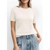 imagePRETTYGARDEN Womens Short Sleeve Sweaters 2026 Spring Crew Neck Knit Work Shirts Business Casual Tops Summer Fashion ClothesWhite