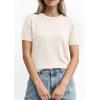 imagePRETTYGARDEN Womens Short Sleeve Sweaters 2026 Spring Crew Neck Knit Work Shirts Business Casual Tops Summer Fashion ClothesWhite