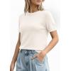 imagePRETTYGARDEN Womens Short Sleeve Sweaters 2026 Spring Crew Neck Knit Work Shirts Business Casual Tops Summer Fashion ClothesWhite