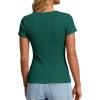 imagePRETTYGARDEN Womens Summer Short Sleeve Tops 2026 Spring Casual V Neck Henley Button Up T Shirts Dressy Ribbed Knit BlousesDark Green