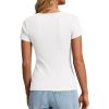 imagePRETTYGARDEN Womens Summer Short Sleeve Tops 2026 Spring Casual V Neck Henley Button Up T Shirts Dressy Ribbed Knit BlousesWhite