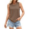 imagePRETTYGARDEN Womens Summer Tops 2026 Spring Fashion Sleeveless Tank Tops Casual Loose Fit Shirts Beach Vacation ClothesKhaki