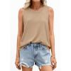 imagePRETTYGARDEN Womens Summer Tops 2026 Spring Fashion Sleeveless Tank Tops Casual Loose Fit Shirts Beach Vacation ClothesLight Khaki
