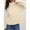 imagePRETTYGARDEN Womens Turtleneck Long Sleeve Sweater 2026 Fall Trendy Loose Fit Casual Tops Chunky Knit Pullover SweatersBeige