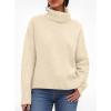 imagePRETTYGARDEN Womens Turtleneck Long Sleeve Sweater 2026 Fall Trendy Loose Fit Casual Tops Chunky Knit Pullover SweatersBeige