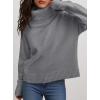 imagePRETTYGARDEN Womens Turtleneck Long Sleeve Sweater 2026 Fall Trendy Loose Fit Casual Tops Chunky Knit Pullover SweatersGrey