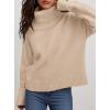 imagePRETTYGARDEN Womens Turtleneck Long Sleeve Sweater 2026 Fall Trendy Loose Fit Casual Tops Chunky Knit Pullover SweatersKhaki