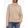 imagePRETTYGARDEN Womens Turtleneck Long Sleeve Sweater 2026 Fall Trendy Loose Fit Casual Tops Chunky Knit Pullover SweatersKhaki
