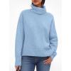 imagePRETTYGARDEN Womens Turtleneck Long Sleeve Sweater 2026 Fall Trendy Loose Fit Casual Tops Chunky Knit Pullover SweatersLight Blue
