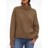 imagePRETTYGARDEN Womens Turtleneck Long Sleeve Sweater 2026 Fall Trendy Loose Fit Casual Tops Chunky Knit Pullover SweatersLight Brown
