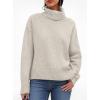 imagePRETTYGARDEN Womens Turtleneck Long Sleeve Sweater 2026 Fall Trendy Loose Fit Casual Tops Chunky Knit Pullover SweatersLight Grey