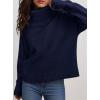 imagePRETTYGARDEN Womens Turtleneck Long Sleeve Sweater 2026 Fall Trendy Loose Fit Casual Tops Chunky Knit Pullover SweatersNavy Blue