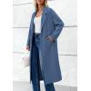 imagePRETTYGARDEN Womens Winter Coats 2026 Trendy Long Sleeve Notch Lapel Button Long Jackets Casual Oversized Vacation OutfitsGrey Blue