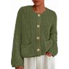 imagePRETTYGARDEN Cardigan Sweaters for Women 2026 Trendy Oversized Knit Chunky Button Cardigans Fall Winter Outfits with PocketsArmy Green