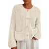 imagePRETTYGARDEN Cardigan Sweaters for Women 2026 Trendy Oversized Knit Chunky Button Cardigans Fall Winter Outfits with PocketsBeige