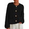 imagePRETTYGARDEN Cardigan Sweaters for Women 2026 Trendy Oversized Knit Chunky Button Cardigans Fall Winter Outfits with PocketsBlack