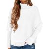 imagePRETTYGARDEN Fall Sweaters for Women 2026 Winter Clothing Batwing Sleeve Casual Loose Knit Turtleneck Sweater Holiday OutfitsWhite