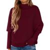 imagePRETTYGARDEN Fall Sweaters for Women 2026 Winter Clothing Batwing Sleeve Casual Loose Knit Turtleneck Sweater Holiday OutfitsWine Red
