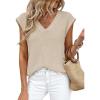 imagePRETTYGARDEN Womens 2026 Lightweight Sweaters Vest Spring Trendy Cap Sleeve V Neck Knit Tank Tops Summer Going Out OutfitsApricot