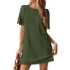 imagePRETTYGARDEN Womens 2026 Summer Casual Short Dresses Embroidered Lace Short Sleeve Boho Mini Dress Beach Vacation ClothesArmy Green