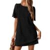 imagePRETTYGARDEN Womens 2026 Summer Casual Short Dresses Embroidered Lace Short Sleeve Boho Mini Dress Beach Vacation ClothesBlack