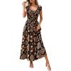 imagePRETTYGARDEN Womens Boho Maxi Dress 2026 Summer Cap Sleeve Long Flowy Beach Vacation Floral Sundresses Spring Resort WearBlack Multicolored Floral