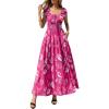 imagePRETTYGARDEN Womens Boho Maxi Dress 2026 Summer Cap Sleeve Long Flowy Beach Vacation Floral Sundresses Spring Resort WearRose Red White Floral