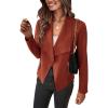imagePRETTYGARDEN Womens Faux Suede Jackets 2026 Fashion Fall Clothes Long Sleeve Open Front Cropped Coat OutwearRust Red