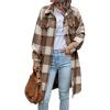 imagePRETTYGARDEN Womens Plaid Shacket Jacket Fall Fashion 2026 Long Sleeve Button Up Flannel Shirt Winter Clothing Woolen CoatsPlaid Brown