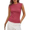 imagePRETTYGARDEN Womens Ribbed Tank Tops 2026 Summer Cap Sleeve Slim Fitted Knit Basic Casual Tee Shirts Trendy Fashion ClothesWatermelon Red