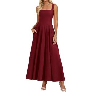imagePRETTYGARDEN Cocktail Dresses for Women Formal 2026 Summer Sleeveless A Line Long Flowy Spring Wedding Guest Party Midi DressBurgundy