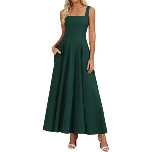 imagePRETTYGARDEN Cocktail Dresses for Women Formal 2026 Summer Sleeveless A Line Long Flowy Spring Wedding Guest Party Midi DressDark Green