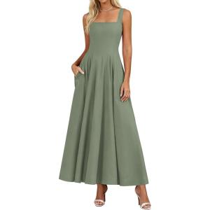 imagePRETTYGARDEN Cocktail Dresses for Women Formal 2026 Summer Sleeveless A Line Long Flowy Spring Wedding Guest Party Midi DressSage Green