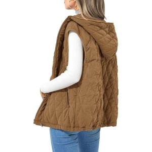 imagePRETTYGARDEN Womens 2026 Fall Spring Vest Casual Sleeveless Hooded Zip Up Jacket Trendy Winter Coat OuterwearCamel