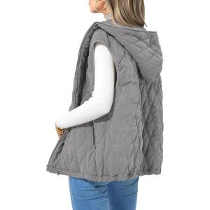 imagePRETTYGARDEN Womens 2026 Fall Spring Vest Casual Sleeveless Hooded Zip Up Jacket Trendy Winter Coat OuterwearGrey