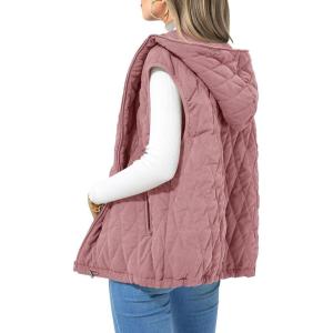 imagePRETTYGARDEN Womens 2026 Fall Spring Vest Casual Sleeveless Hooded Zip Up Jacket Trendy Winter Coat OuterwearPink