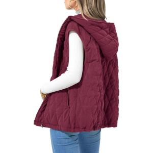 imagePRETTYGARDEN Womens 2026 Fall Spring Vest Casual Sleeveless Hooded Zip Up Jacket Trendy Winter Coat OuterwearWine Red