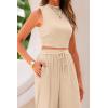 imagePRETTYGARDEN 2 Piece Sets for Women Summer Casual 2026 Spring Sleeveless Tank Ribbed Travel Vacation Lounge Wear OutfitsApricot