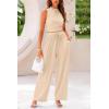 imagePRETTYGARDEN 2 Piece Sets for Women Summer Casual 2026 Spring Sleeveless Tank Ribbed Travel Vacation Lounge Wear OutfitsApricot