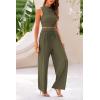 imagePRETTYGARDEN 2 Piece Sets for Women Summer Casual 2026 Spring Sleeveless Tank Ribbed Travel Vacation Lounge Wear OutfitsArmy Green