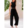 imagePRETTYGARDEN 2 Piece Sets for Women Summer Casual 2026 Spring Sleeveless Tank Ribbed Travel Vacation Lounge Wear OutfitsBlack