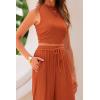 imagePRETTYGARDEN 2 Piece Sets for Women Summer Casual 2026 Spring Sleeveless Tank Ribbed Travel Vacation Lounge Wear OutfitsBrick Red