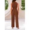 imagePRETTYGARDEN 2 Piece Sets for Women Summer Casual 2026 Spring Sleeveless Tank Ribbed Travel Vacation Lounge Wear OutfitsBrown