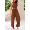 imagePRETTYGARDEN 2 Piece Sets for Women Summer Casual 2026 Spring Sleeveless Tank Ribbed Travel Vacation Lounge Wear OutfitsBrown