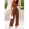 imagePRETTYGARDEN 2 Piece Sets for Women Summer Casual 2026 Spring Sleeveless Tank Ribbed Travel Vacation Lounge Wear OutfitsBrown