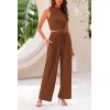 imagePRETTYGARDEN 2 Piece Sets for Women Summer Casual 2026 Spring Sleeveless Tank Ribbed Travel Vacation Lounge Wear OutfitsBrown