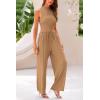 imagePRETTYGARDEN 2 Piece Sets for Women Summer Casual 2026 Spring Sleeveless Tank Ribbed Travel Vacation Lounge Wear OutfitsCamel