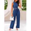imagePRETTYGARDEN 2 Piece Sets for Women Summer Casual 2026 Spring Sleeveless Tank Ribbed Travel Vacation Lounge Wear OutfitsDark Blue